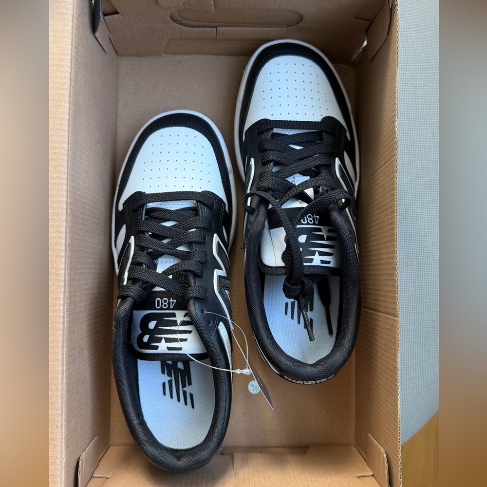 New Balance 480 Unisex Black and White Sneakers